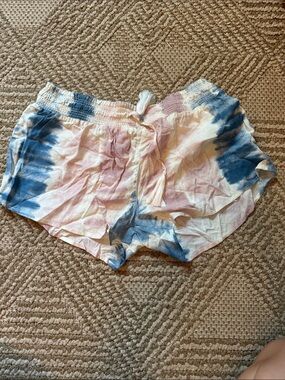 Ocean Drive Blue and Pink Tie-Dye Elastic Waist Shorts
